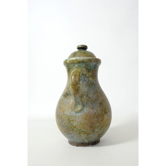 Image 1 of Poterie vintage "La Grange aux Potiers" en céramique verte de Valence pour René et Madeleine, 1950