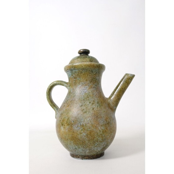 Image 1 of Poterie vintage "La Grange aux Potiers" en céramique verte de Valence pour René et Madeleine, 1950