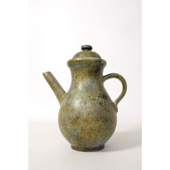 Image 1 of Poterie vintage "La Grange aux Potiers" en céramique verte de Valence pour René et Madeleine, 1950