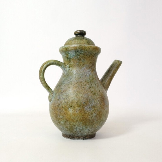 Image 1 of Poterie vintage "La Grange aux Potiers" en céramique verte de Valence pour René et Madeleine, 1950