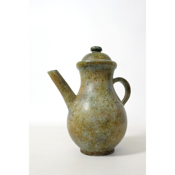 Image 1 of Poterie vintage "La Grange aux Potiers" en céramique verte de Valence pour René et Madeleine, 1950