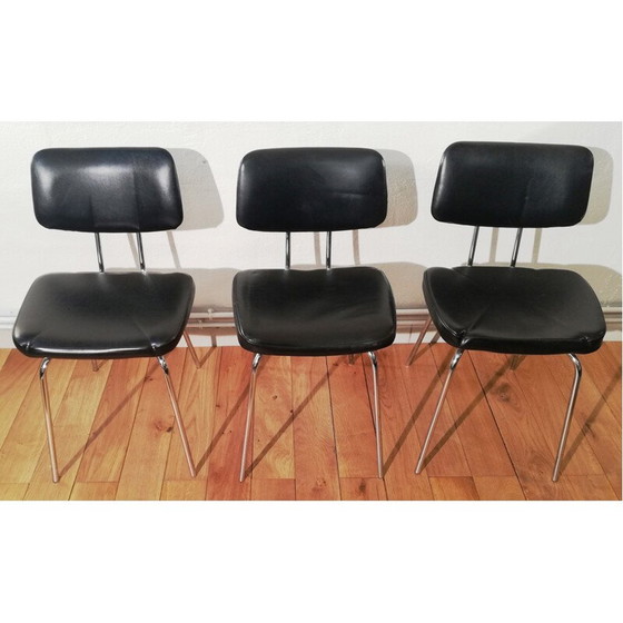 Image 1 of Chaise vintage en cuir noir