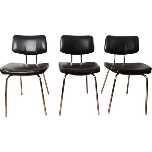 Chaise vintage en cuir noir