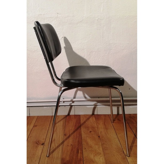 Image 1 of Chaise vintage en cuir noir
