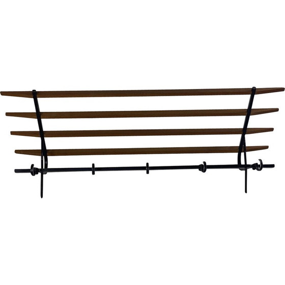 Image 1 of Porte-manteau vintage en métal et bois, 1950