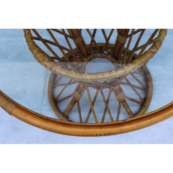 Image 1 of Table d'appoint vintage en bambou et verre - années 1960