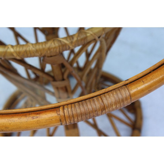Image 1 of Table d'appoint vintage en bambou et verre - années 1960