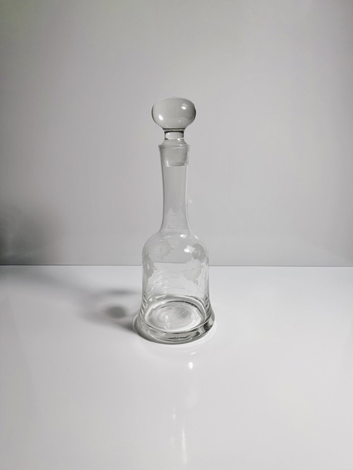 Vintage Art Deco Décanteur Carafe Muguet Fleurs 1930 20Er 30Er Verre taillé