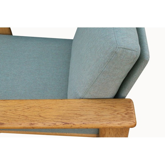 Image 1 of Fauteuil vintage avec repose-pieds en bois de chêne, 1970