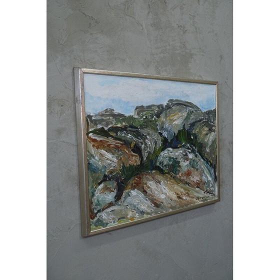Image 1 of Peinture à l'huile vintage sur toile expressionniste par Sture Lorentzon, Suède 1970
