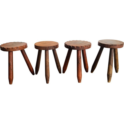 Ensemble de 4 tabourets tripodes vintage