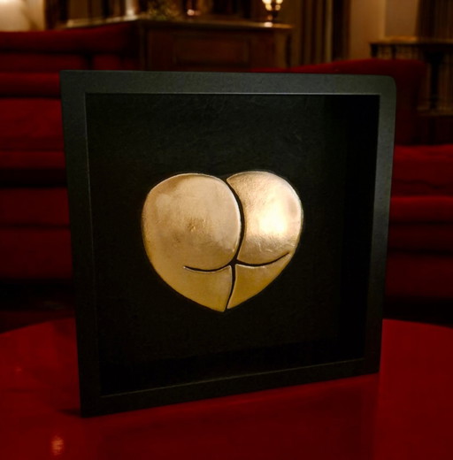 Oeuvre d'art Love Ass 23Ct Gold Gilded In Frame