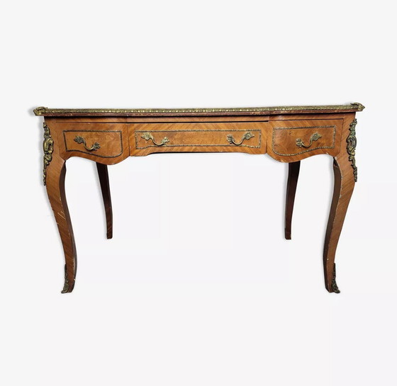 Image 1 of Bureau En Marqueterie De Bois Style Louis Xv Époque Xixeme