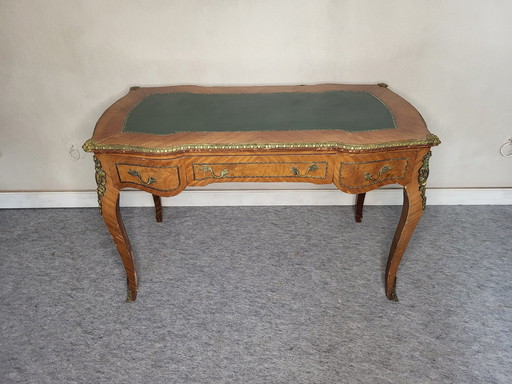 Bureau En Marqueterie De Bois Style Louis Xv Époque Xixeme