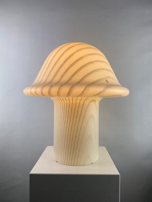 Énorme lampe de table à champignon en verre blanc Peill et Putzler Xxl 1970