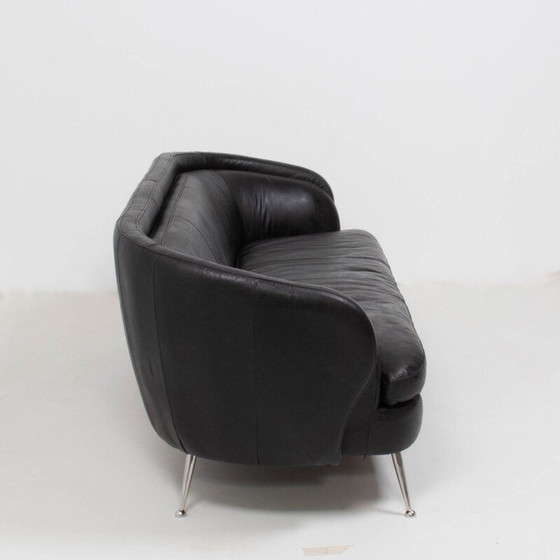 Image 1 of Canapé vintage en cuir noir Italie 1960s
