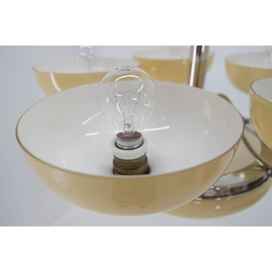 Image 1 of Lustre Vintage Art Déco nickelé à 6 flammes, 1930