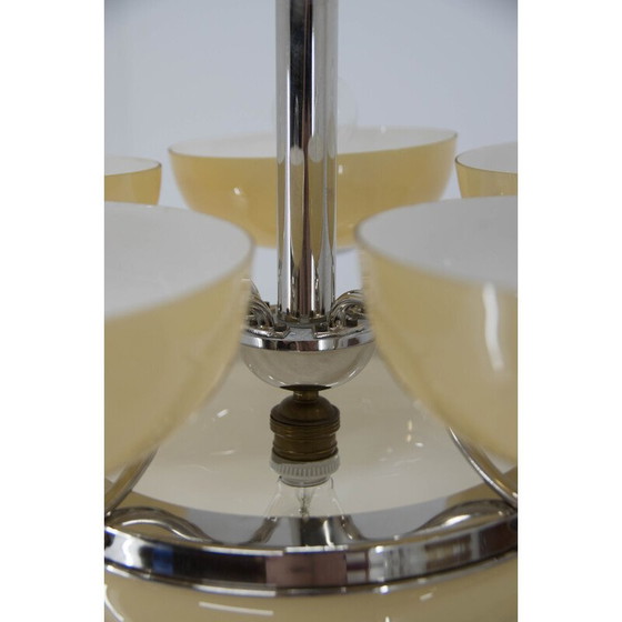 Image 1 of Lustre Vintage Art Déco nickelé à 6 flammes, 1930