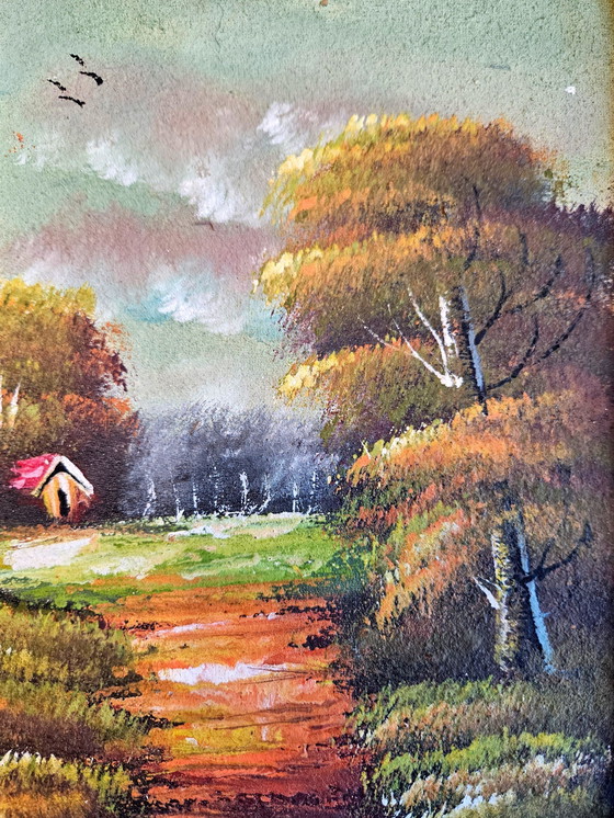 Image 1 of Tableau à l'huile vintage d'Egypte avec cadre en bois