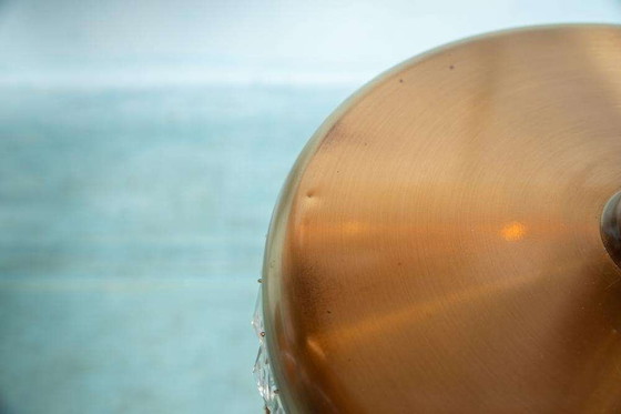 Image 1 of Lampe pendante vintage en verre cristal laiton, lampe pendante midmod 60s