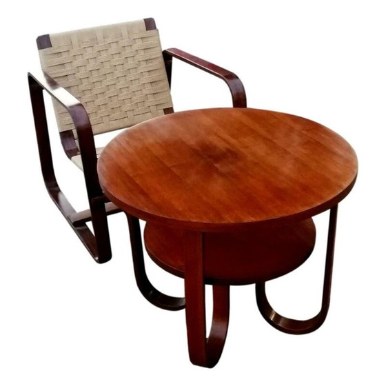 Image 1 of Ensemble table basse et fauteuil vintage par Giuseppe Pagano pour Gino Maggioni, 1940