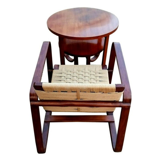 Image 1 of Ensemble table basse et fauteuil vintage par Giuseppe Pagano pour Gino Maggioni, 1940