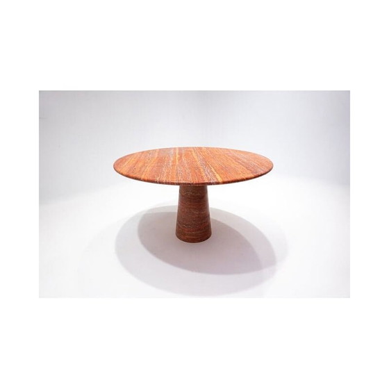 Image 1 of Table de salle à manger vintage contemporaine en travertin rouge, Italie