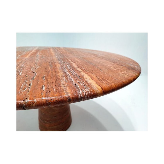 Image 1 of Table de salle à manger vintage contemporaine en travertin rouge, Italie