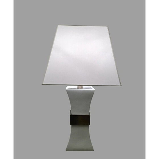 Image 1 of Lampe de table vintage en céramique et laiton doré par Gabriella Crespi, Italie 1970