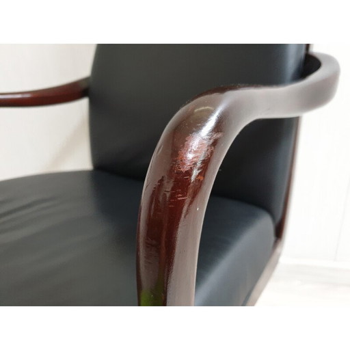 Chaise de bureau vintage Heldense en bois et cuir, 1990