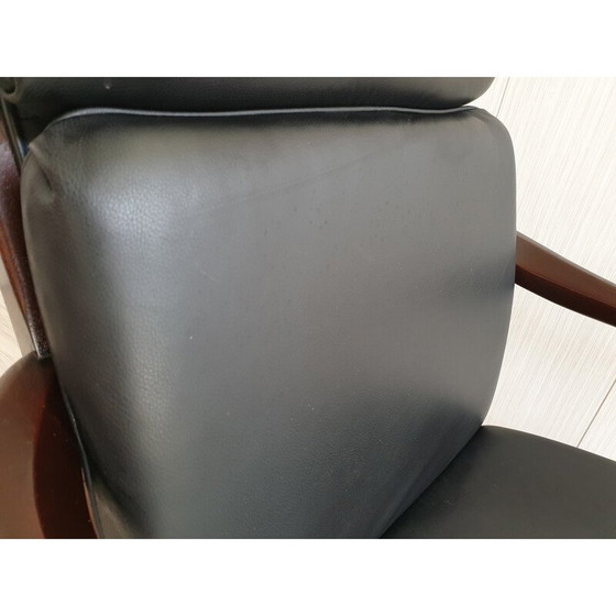 Image 1 of Chaise de bureau vintage Heldense en bois et cuir, 1990