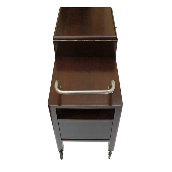 Image 1 of Bar D 625 vintage en placage d'érable et verre opaxite noir pour Thonet, années 1930