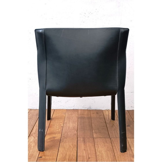 Image 1 of Chaises vintage P90 en métal et cuir gris par Giancarlo Vegni pour Fasem