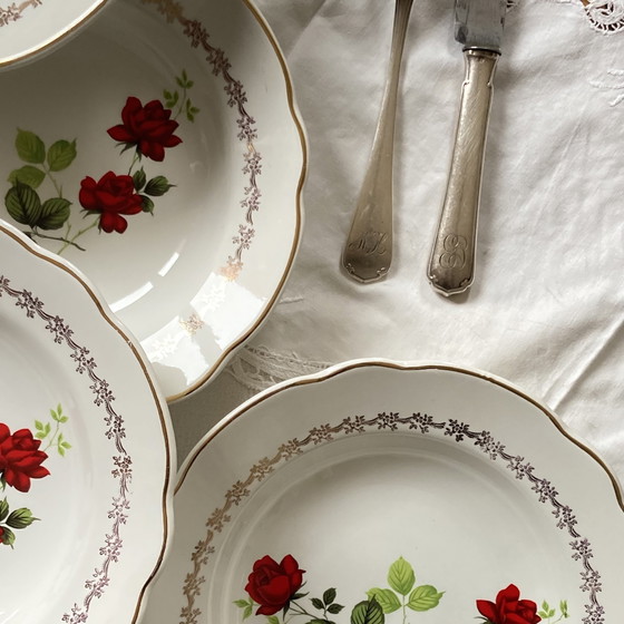 Image 1 of Lot De 6 Assiettes Creuses Faïence Ancienne Manufacture Française De Sarreguemines