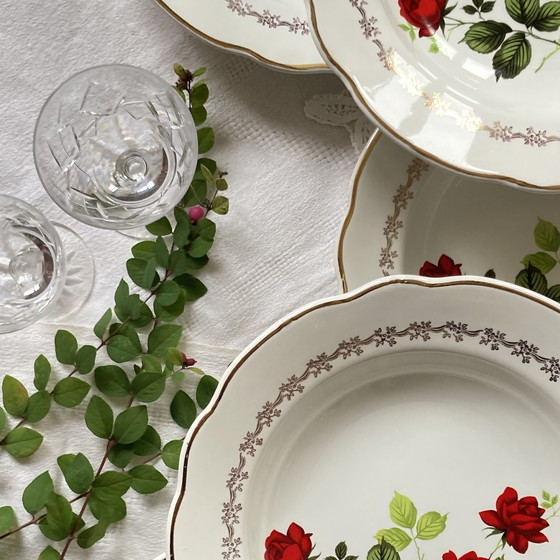 Image 1 of Lot De 6 Assiettes Creuses Faïence Ancienne Manufacture Française De Sarreguemines