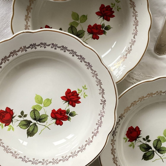 Image 1 of Lot De 6 Assiettes Creuses Faïence Ancienne Manufacture Française De Sarreguemines