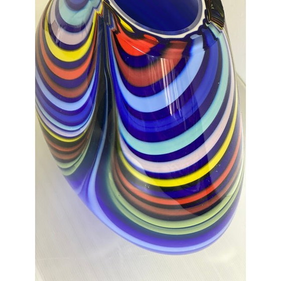 Image 1 of Vase artistique contemporain en verre de Murano avec roseaux colorés