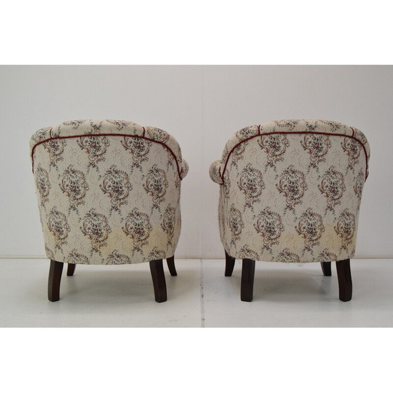 Image 1 of Paire de fauteuils vintage en tissu et bois, Tchécoslovaquie 1950