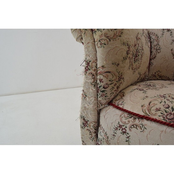 Image 1 of Paire de fauteuils vintage en tissu et bois, Tchécoslovaquie 1950