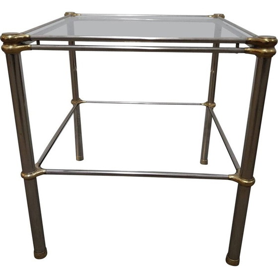 Image 1 of Table basse vintage en verre avec pieds dorés