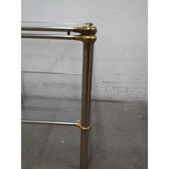 Image 1 of Table basse vintage en verre avec pieds dorés