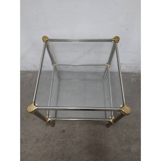 Image 1 of Table basse vintage en verre avec pieds dorés