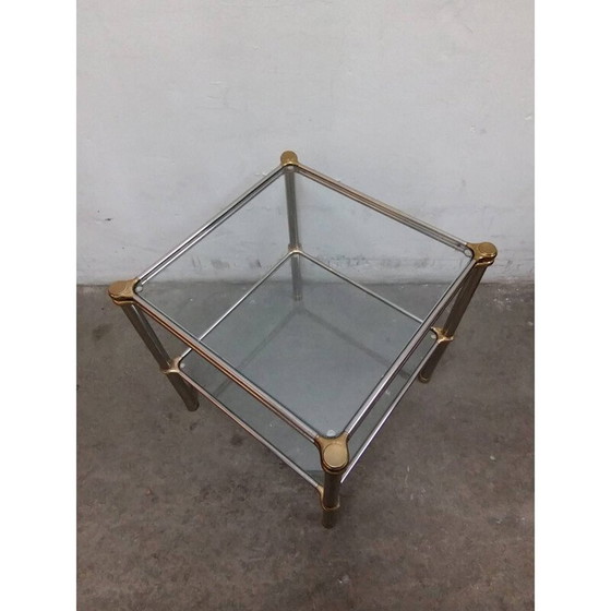 Image 1 of Table basse vintage en verre avec pieds dorés