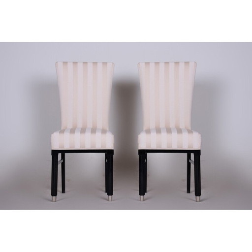 Paire de chaises de salle à manger Art Déco blanches, France années 1920