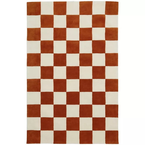 Image 1 of Tapis en laine Fést Amsterdam, modèle Checks In Pumpkin