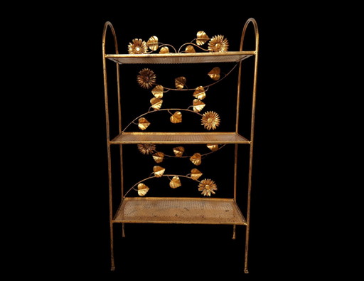 Etagère dorée française, années 1960