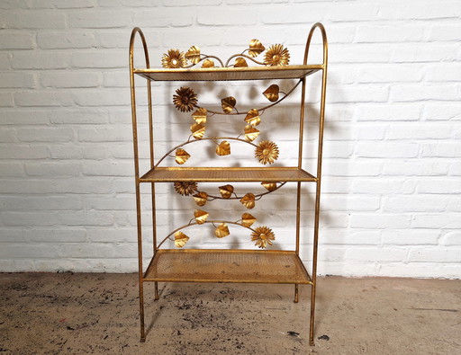 Etagère dorée française, années 1960