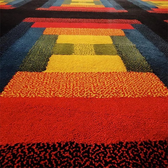 Image 1 of Tapis géométrique des années 1980 "Country" par Missoni pour T&J Vestor en pure laine,