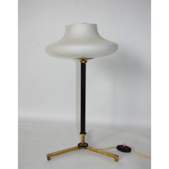 Image 1 of Lampe de table vintage en laiton et verre, 1970