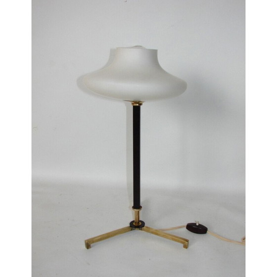 Image 1 of Lampe de table vintage en laiton et verre, 1970
